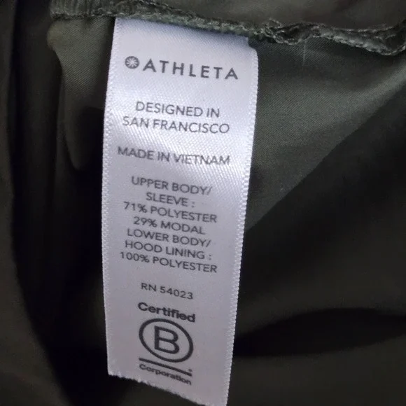 Athleta Radiant Hybrid Dress Black Olive Green Hooded Medium - Picture 7 of 10